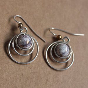 Sterling silver purple and white stone earrings